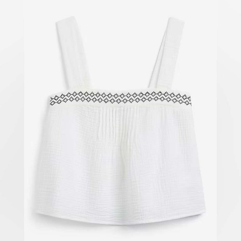 Express White Women's Top with Black Trim
